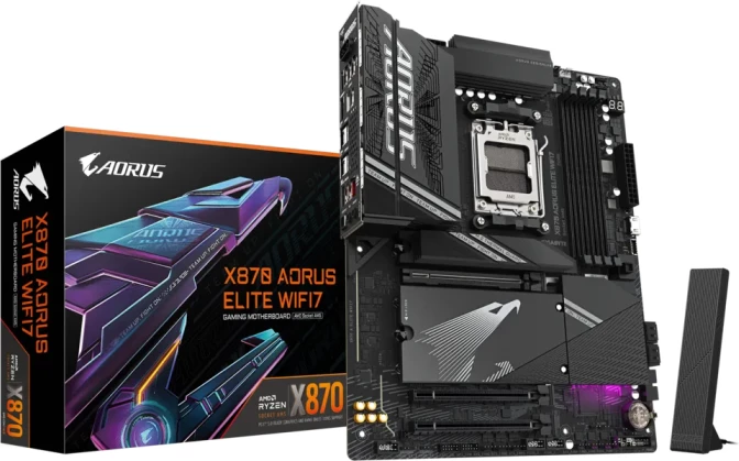Pllakë amë GIGABYTE X870 AORUS ELITE WIFI7, AM5, ATX, DDR5 deri 256GB, Wi‑Fi 7, 2.5GbE, USB4, e zezë
