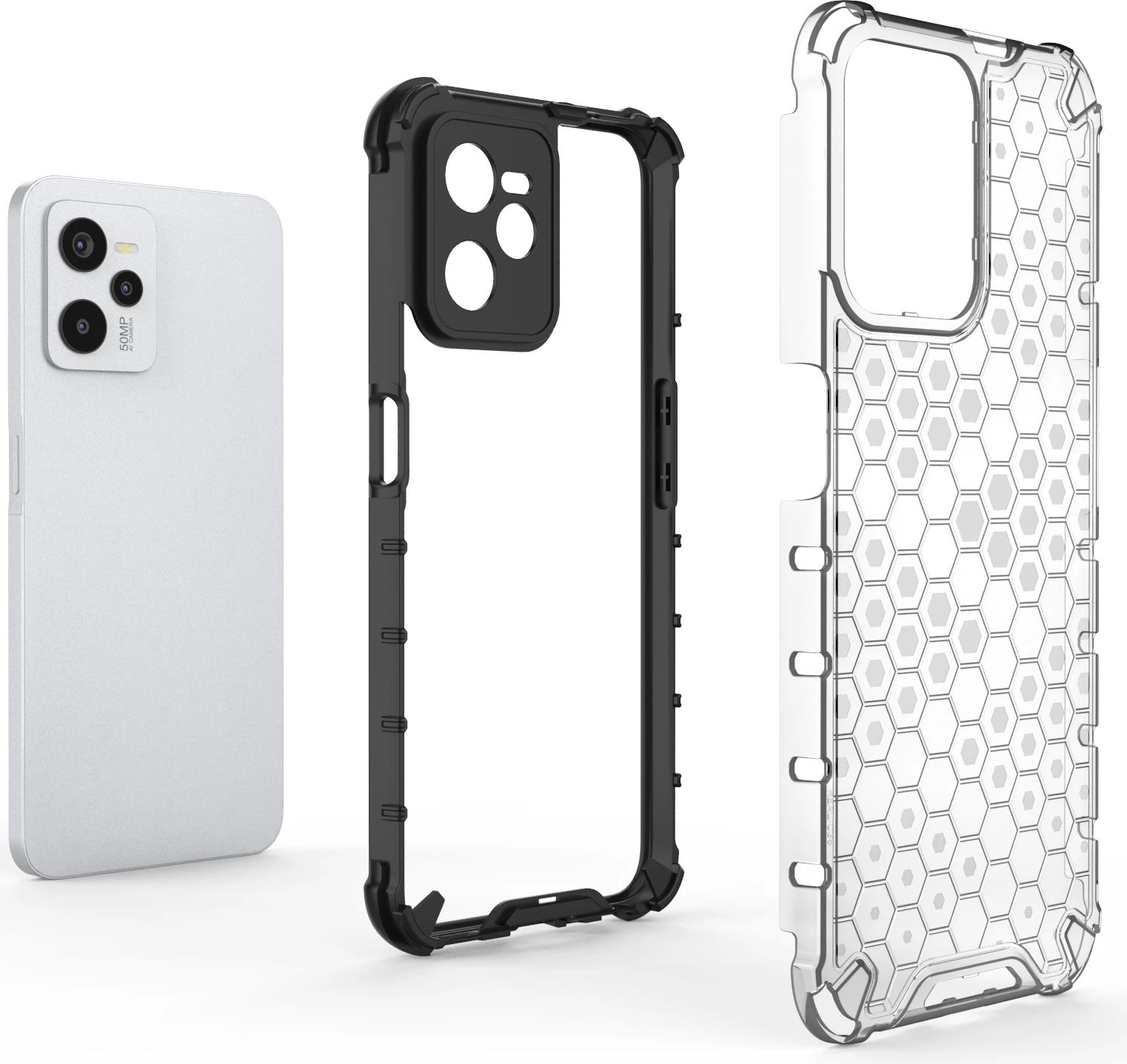 Mbështjellës Hurtel Honeycomb për Realme C35, Transparent