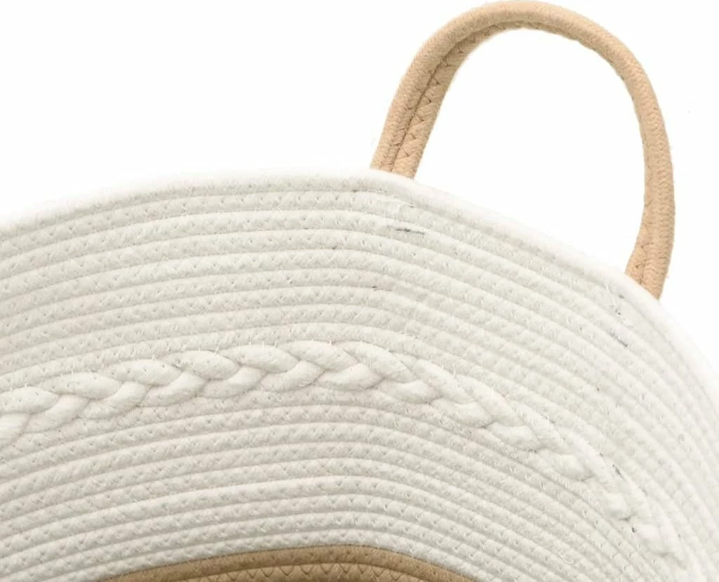 Shportë ruajtëse vidaXL 43x38 cm, pambuk, beige-bardhë