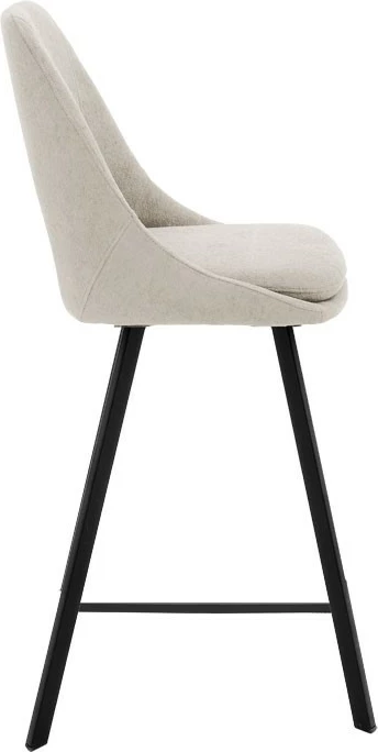 Karrige për bar Initiate, krem, pëlhurë teddy, këmbë metalike të zeza, 48x56x98cm