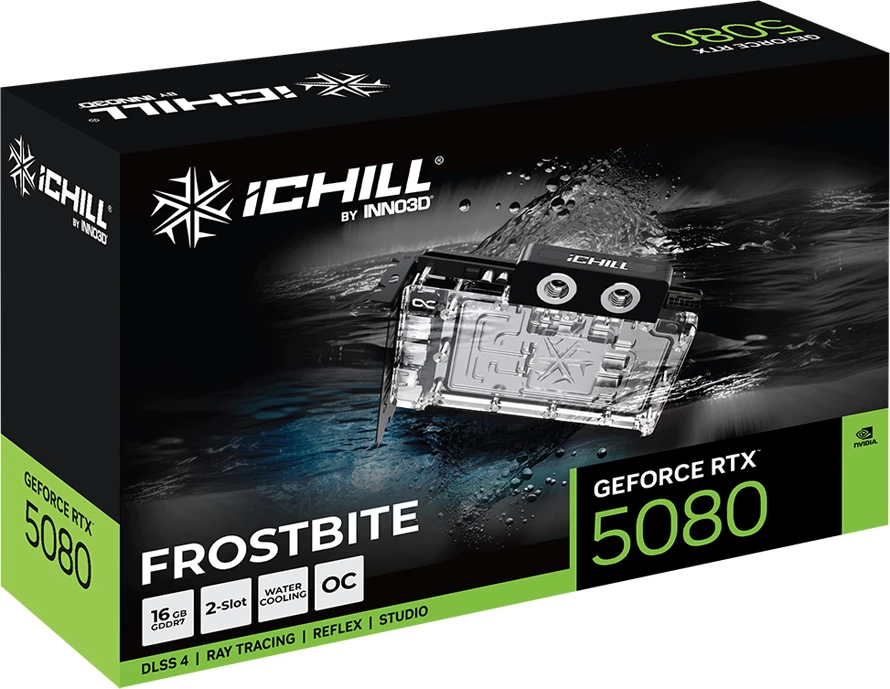 Kartelë grafike INNO3D GeForce RTX 5080 iChill FROSTBITE OC 16GB GDDR7, ftohje me ujë