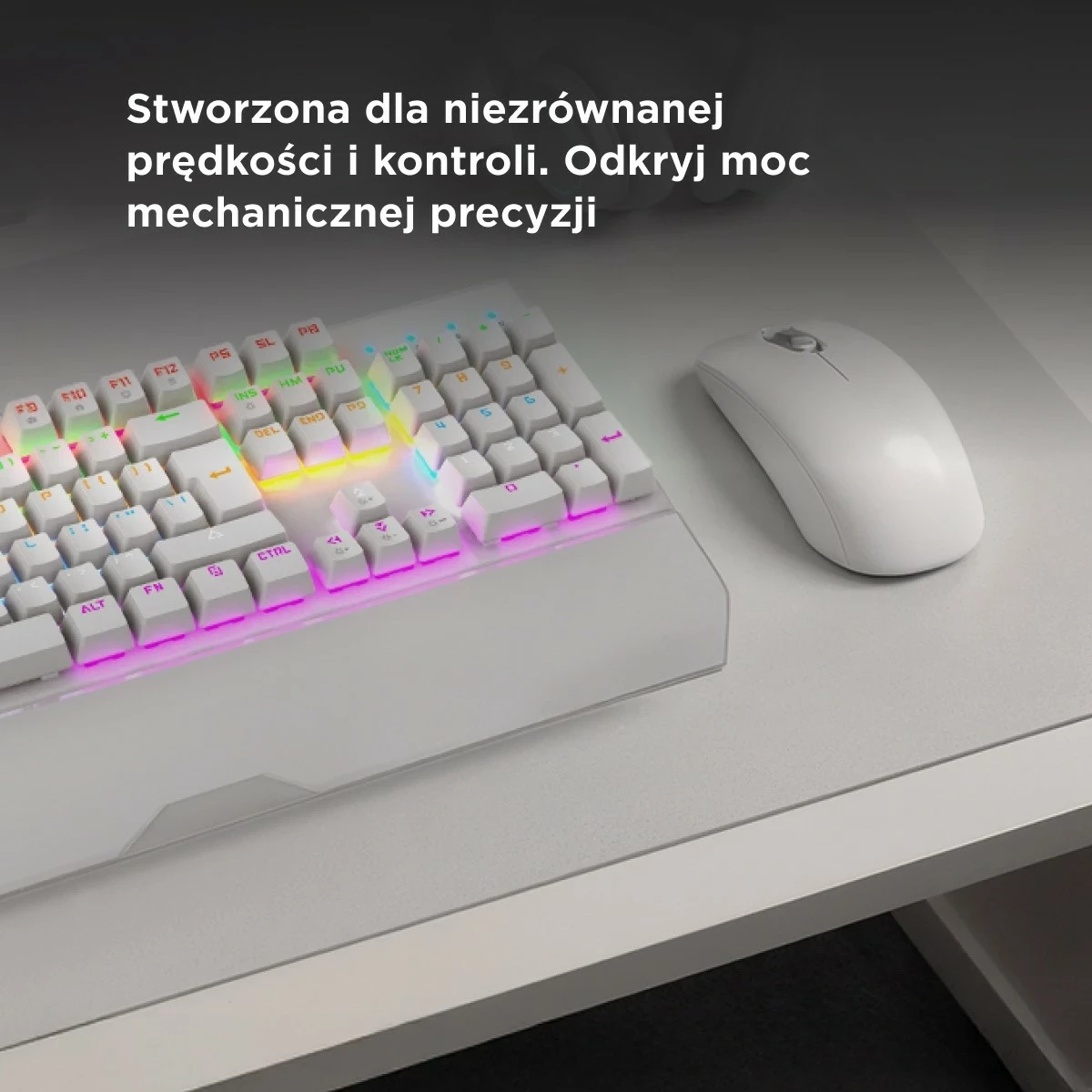 Tastierë mekanike Rampage KB-R86 UMBRA, Blue Switch, RGB, e bardhë