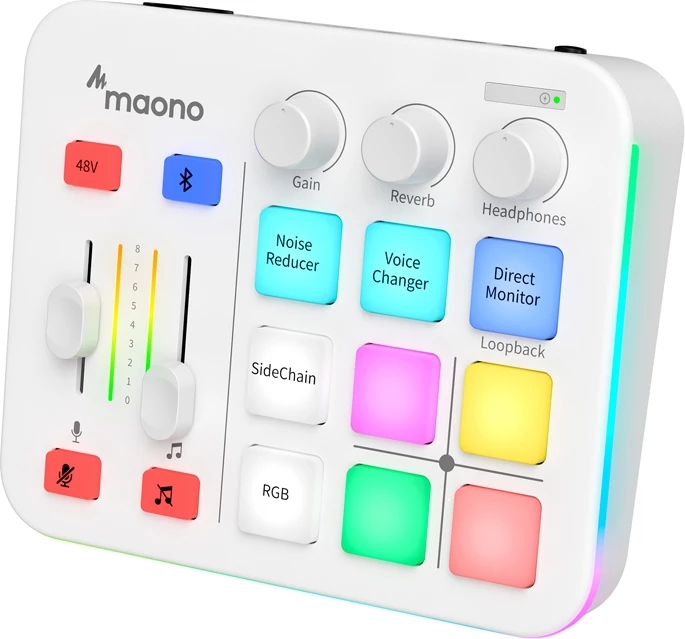 Kartë zanore e jashtme Maono G1 Neo, e bardhë, me ndriçim RGB