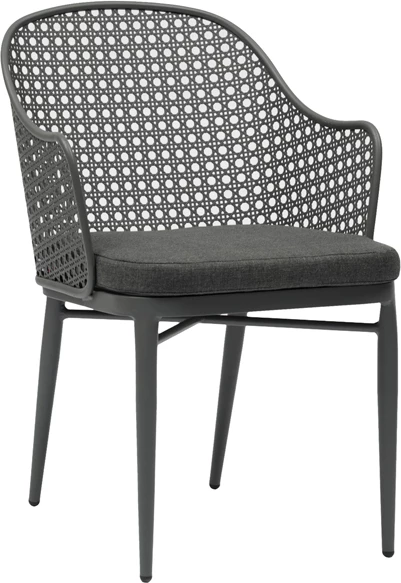 Karrige alumini OREGO FH6268.01, kornizë dhe jastëk ngjyrë gri e errët, 58x55x83H cm