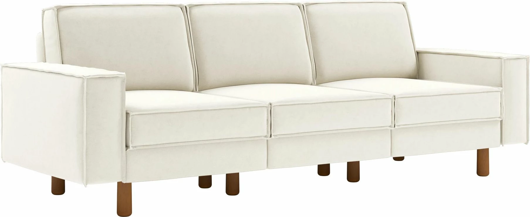 Divan treshe, Atelier del Sofa, Sparrow Extra 3, ngjyrë Milk Froth, Walnut