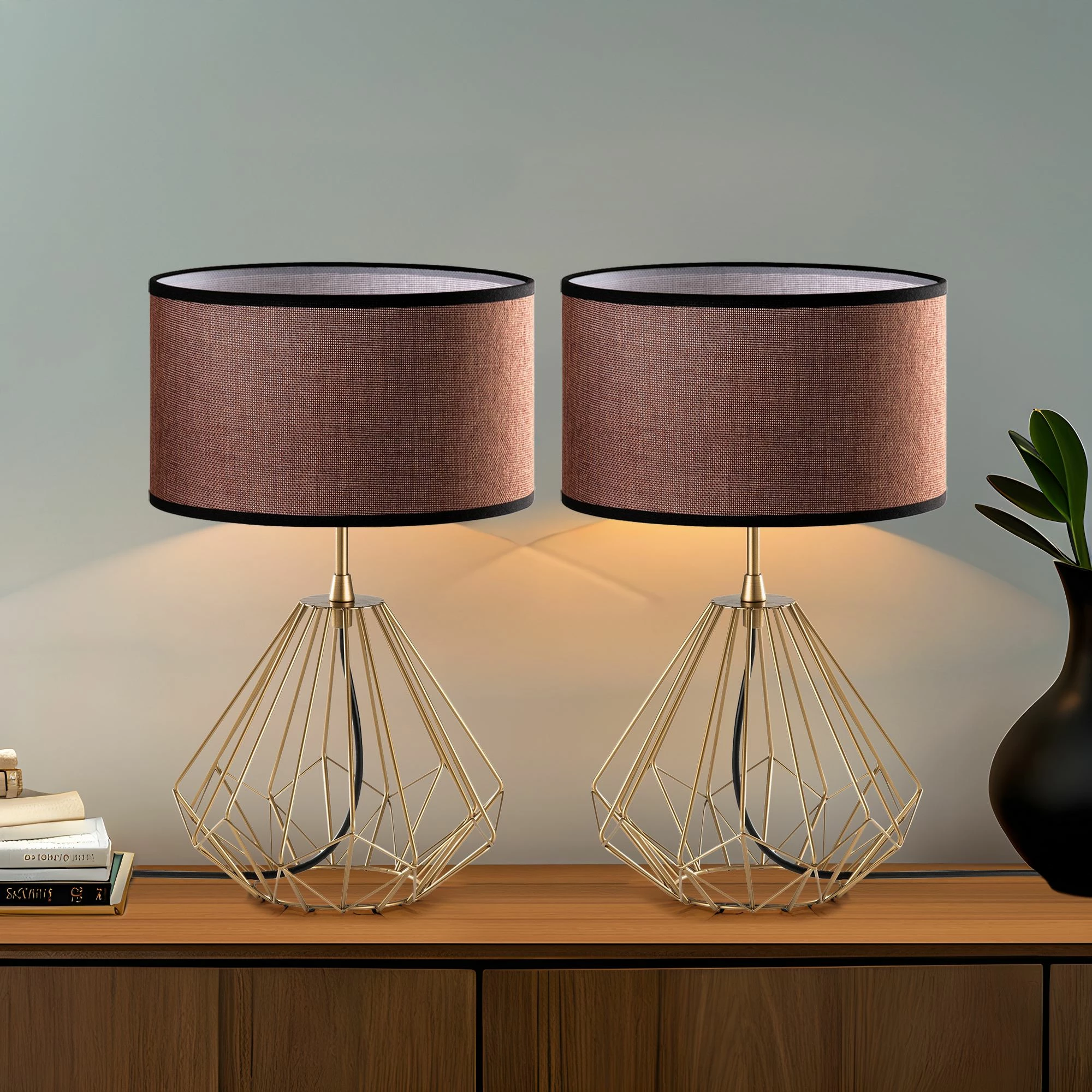 Set llamba tavoline Opviq, Diamond, ngjyrë ari, S-713, 2 copë