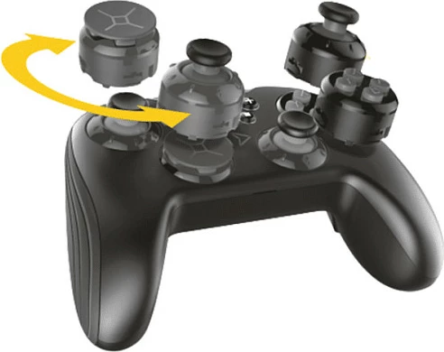 Gamepad wireless Steelplay Lexip X, për Nintendo Switch/PC/Android, i personalizueshëm, me 2 mbështjellës, zi/kaltër/kuq