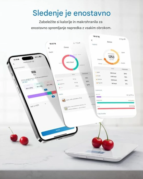 Peshore ushqimore smart RENPHO Calibra, Bluetooth BLE, max 5 kg, 1 g, 3x AAA, argjendtë