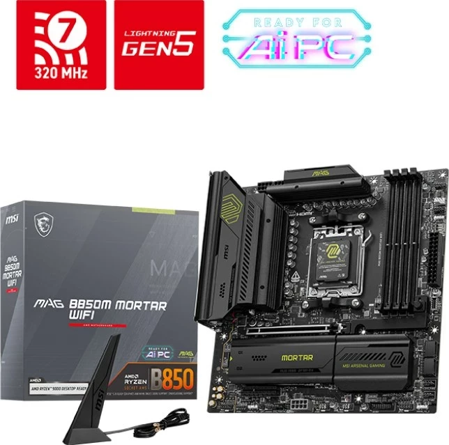 Pllakë amë MSI MAG B850M MORTAR WIFI, Socket AM5, micro ATX, E zezë