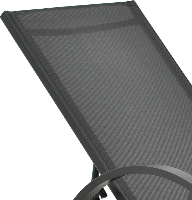 Shezlong me krahë, alumini dhe tekstilene, ngjyrë gri e errët, 200x62x35