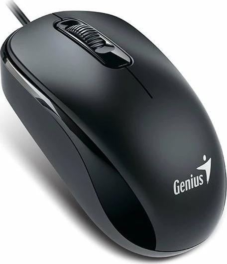 Maus me kabllo Genius DX-110, i zi, optik, 1200 DPI, USB-C