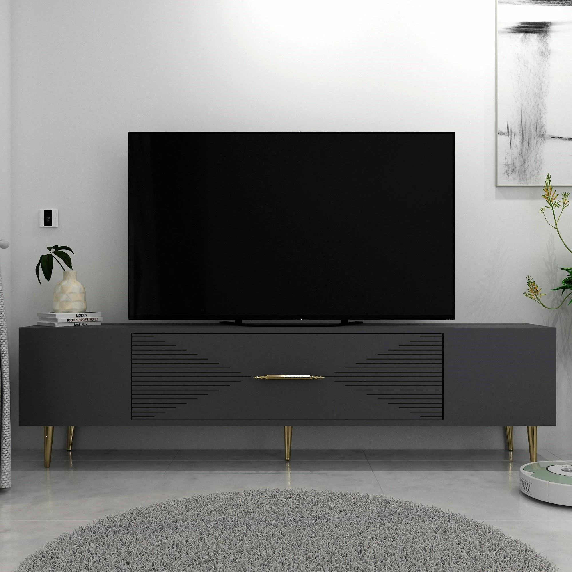 Komodë TV, Skye Decor, anthracite dhe ari, Dekol1