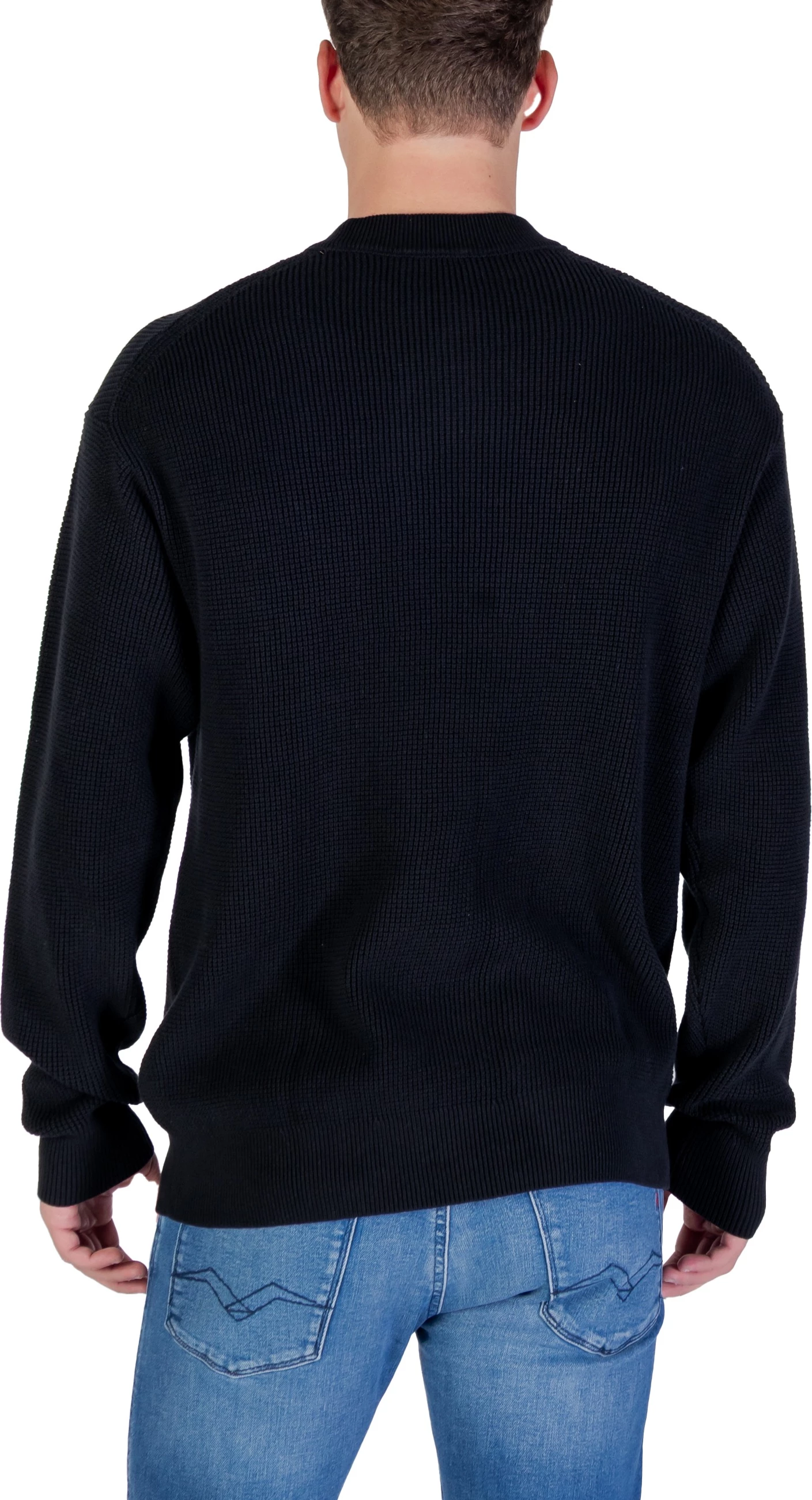 Xhemper për meshkuj Calvin Klein Jeans LS EZ COTTON WAFFLE LV04RD313G, i zi [Madhësia: L]
