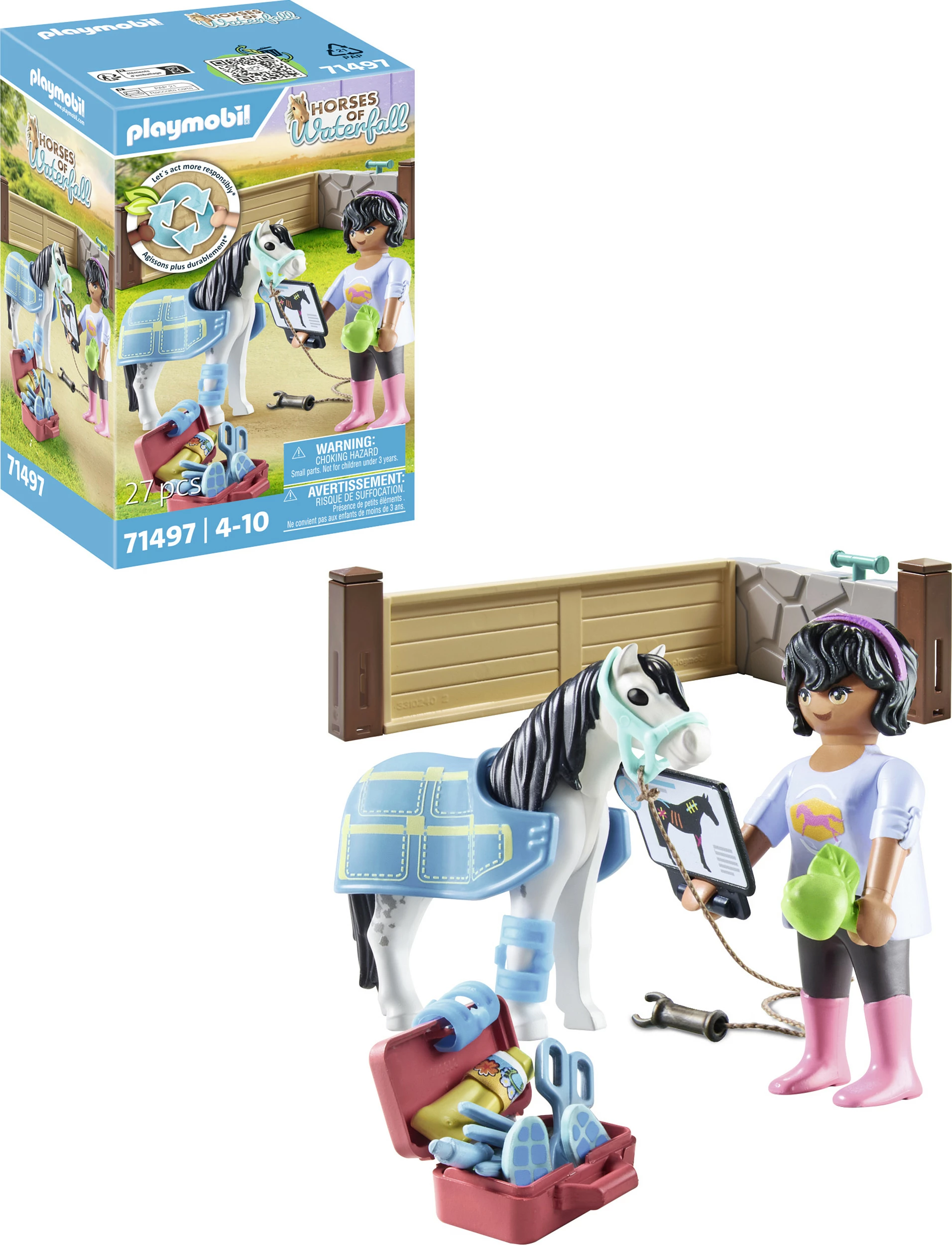 Set figurash lodër Playmobil Horses of Waterfall 71497, Pferdetherapeutin, shumëngjyrësh