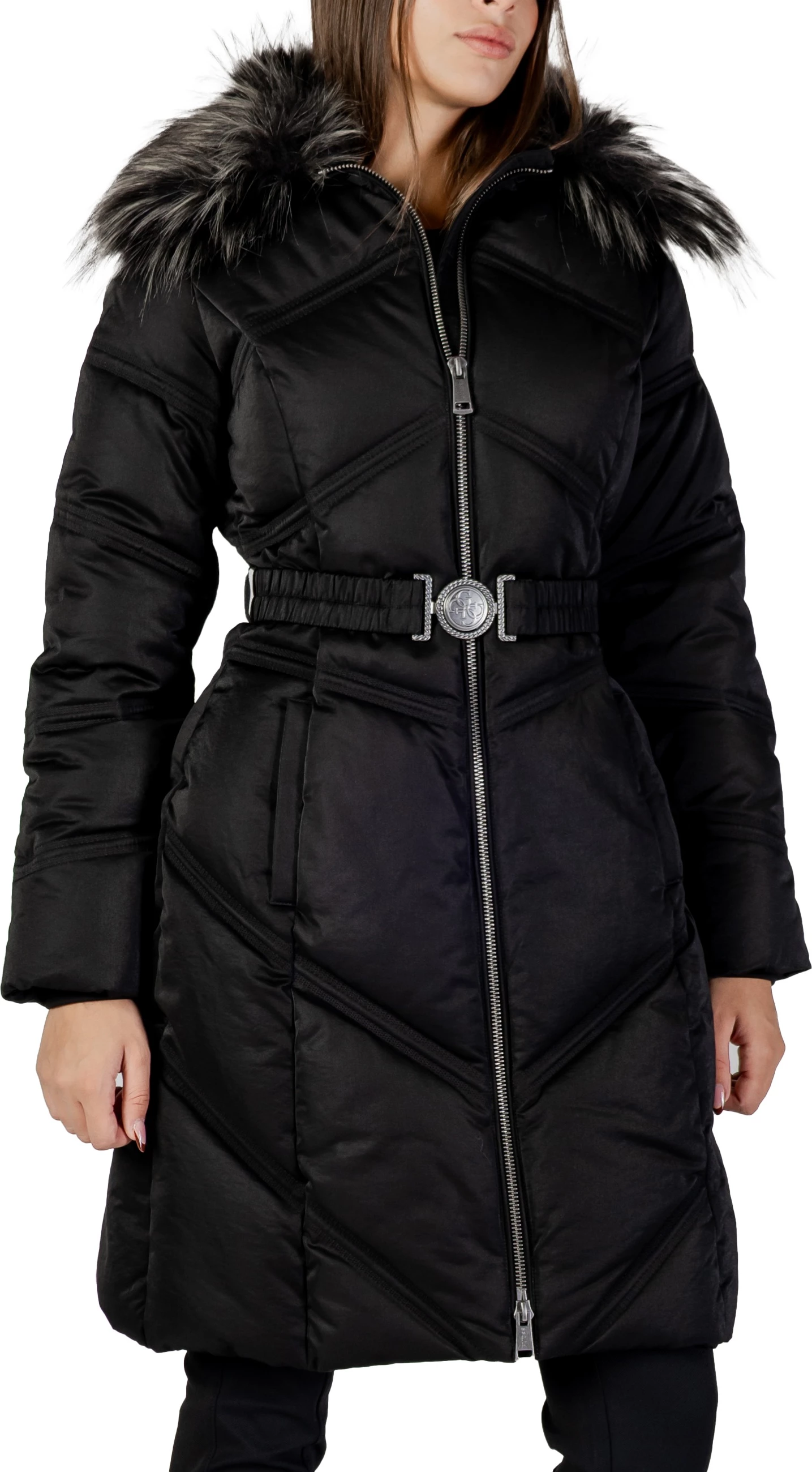 Pallto puf për femra Guess Alienor Long Belted W5BL33 WG092, e zezë [Madhësia: M]
