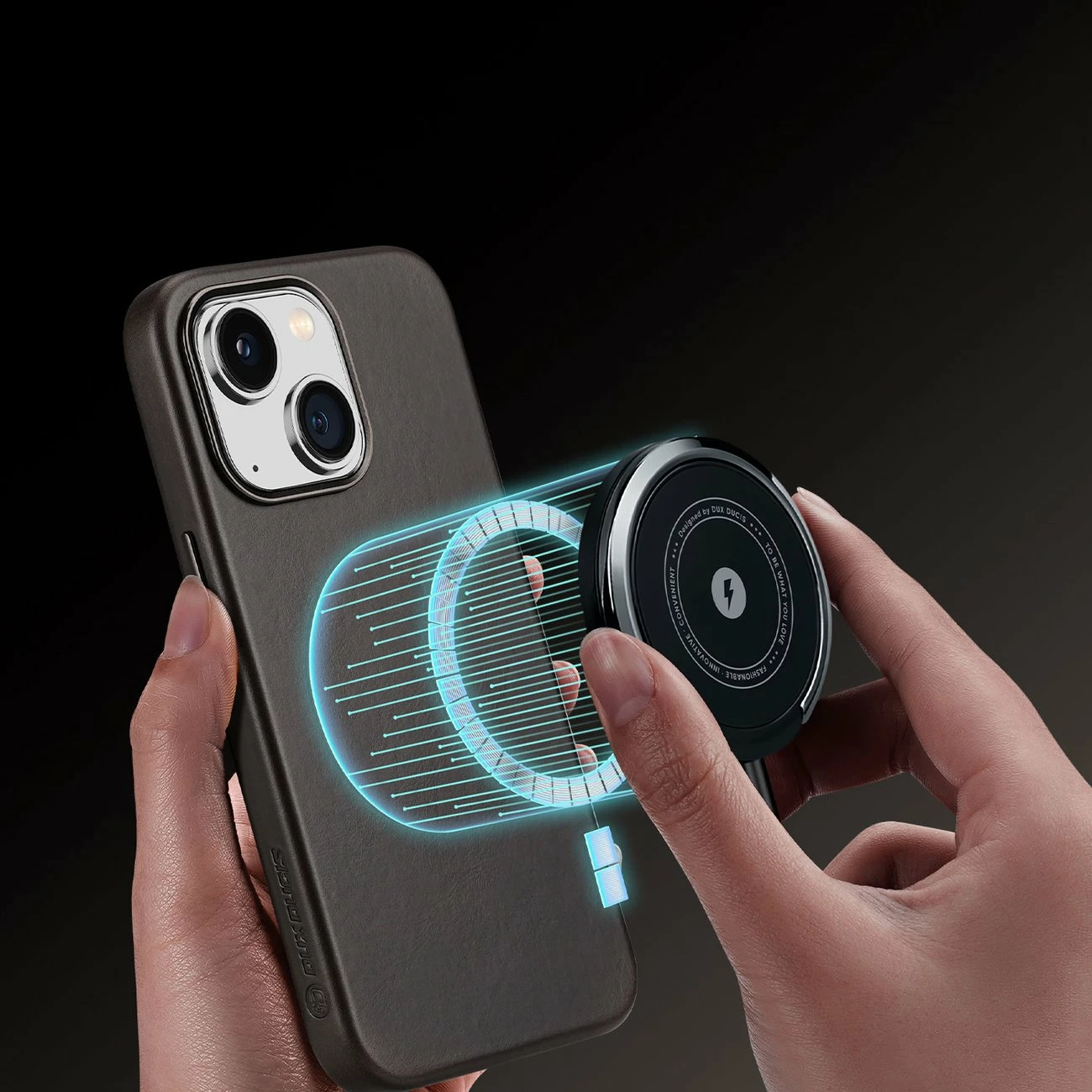 Mbështjellës Dux Ducis Naples për iPhone 14 Plus, lëkurë, MagSafe, Kafe e errët