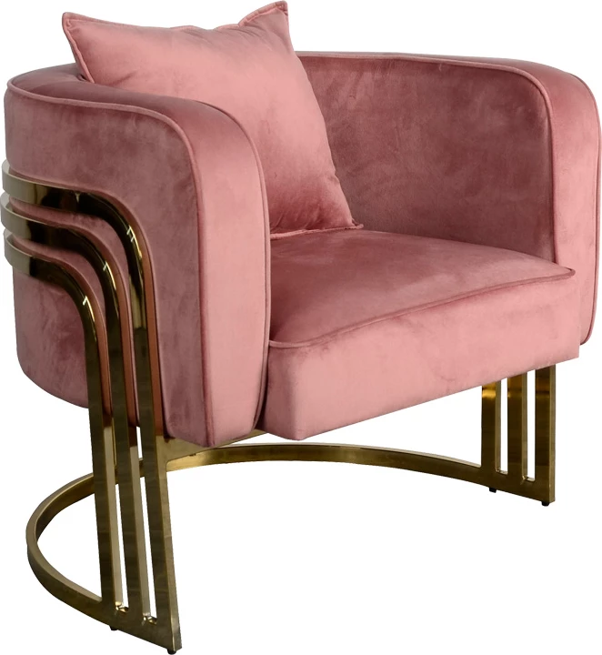 Fotel Roblu, metal i artë, kadife ngjyrë mollë e kalbur, 72x77.4x70cm