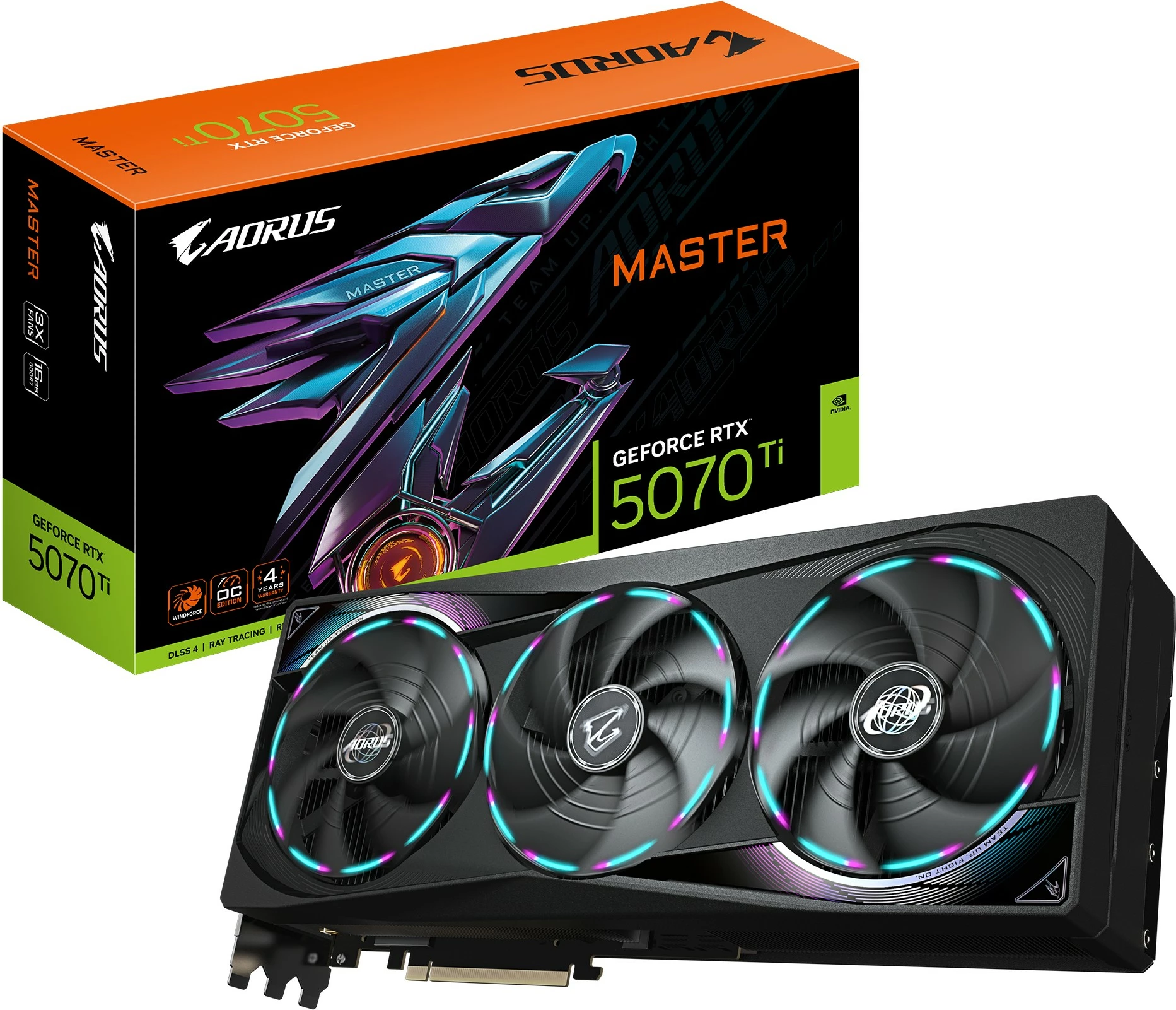 Kartelë grafike Gigabyte Aorus Master RTX 5070 Ti, 16GB GDDR7, 3Fan, e zezë