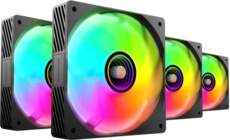 Ventilatorë kompjuteri TACENS Mars MF-SI4KIT 120 ARGB x4 me hub dhe telekomandë, të zinj