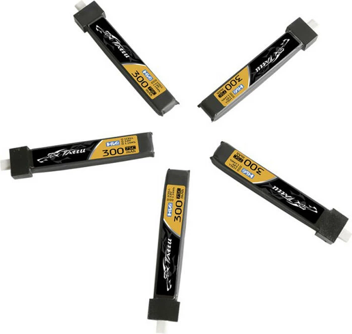 Bateri LiPo Tattu 300mAh 3.8V 75C 1S1P HV BT2.0, set 5 copë