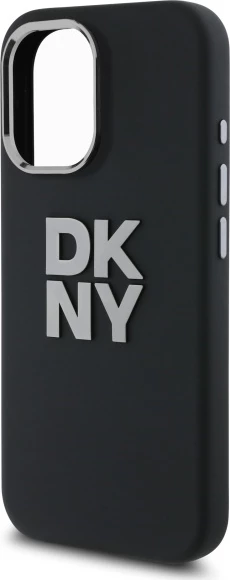 Mbështjellës DKNY Liquid Silicone Metal Logo për iPhone 16, i zi