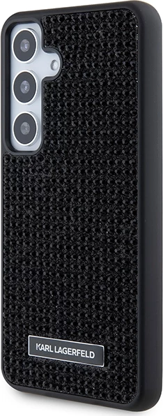 Mbështjellës Karl Lagerfeld Rhinestone Metal Logo për Samsung Galaxy S24+, i zi