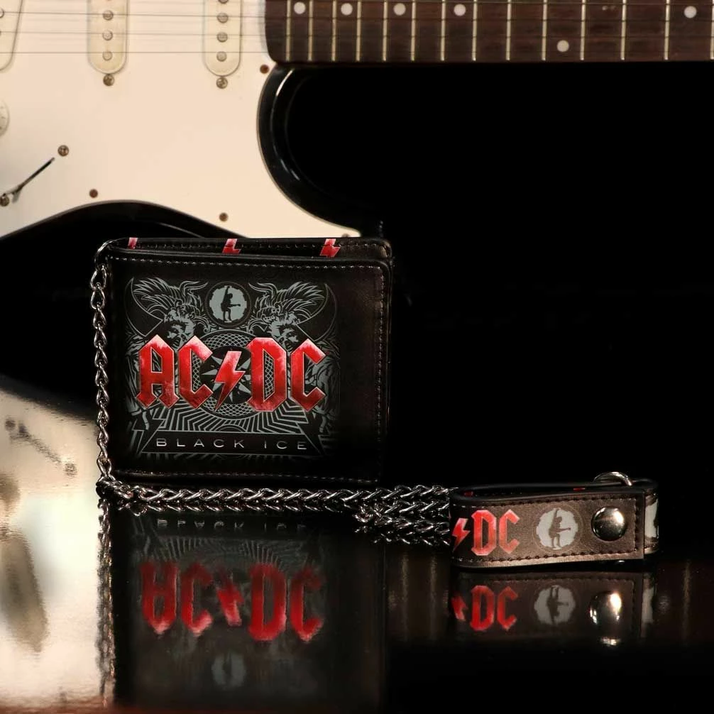 Portofol Nemesis Now AC/DC Black Ice, PU, me zinxhir, e zezë