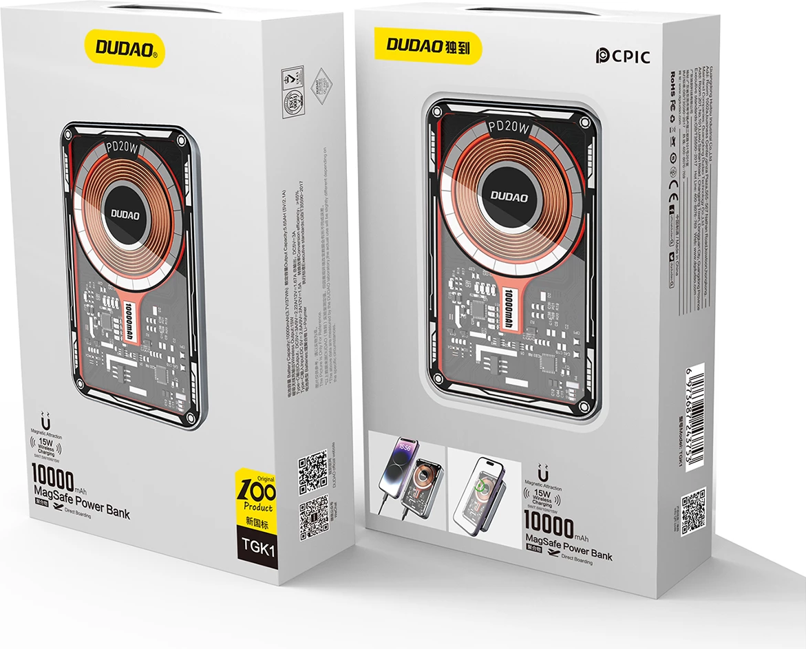 Power bank Dudao TGK1, 10000mAh, MagSafe wireless, 20W, i zi