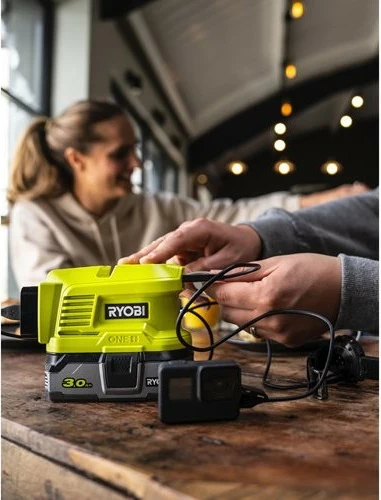Inverter portativ Ryobi RY18BI150A-0, për bateri ONE+, i verdhë