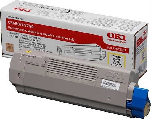 Toner OKI 43872305, 2000 faqe, për C5650/C5750, e verdhë