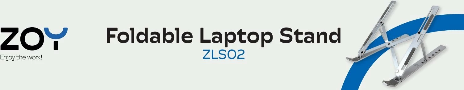 Mbajtëse laptopi ZOY ZLS02, alumini, e palosshme, kënd i rregullueshëm, 15.6", argjend
