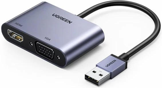 Adapter USB 3.0 në HDMI/VGA UGREEN 20518 1080p/60Hz, gri