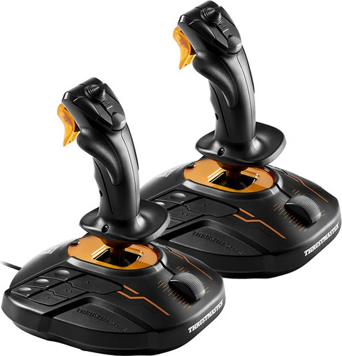 Joystick fluturimi Thrustmaster T.16000M FCS Space Sim Duo, set 2 copë, zi/portokalli