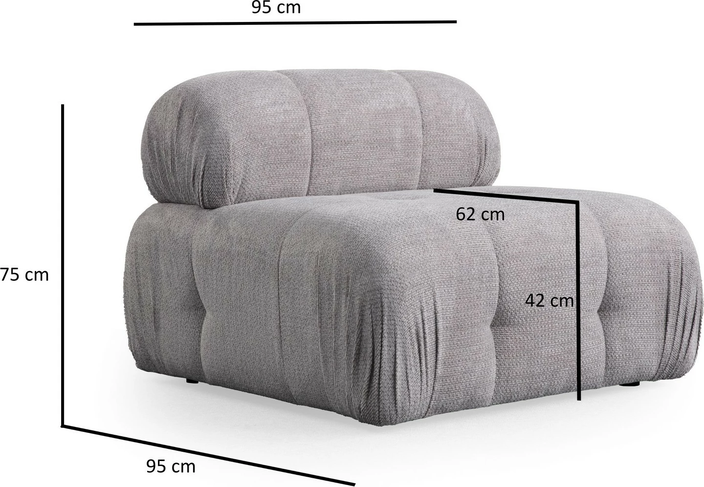 Kënd-sofë Atelier del Sofa, Petite 3, ngjyrë gri e çelët