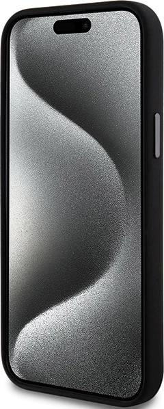 Mbështjellës DKNY Liquid Silicone Metal Logo për iPhone 15/14/13, i zi