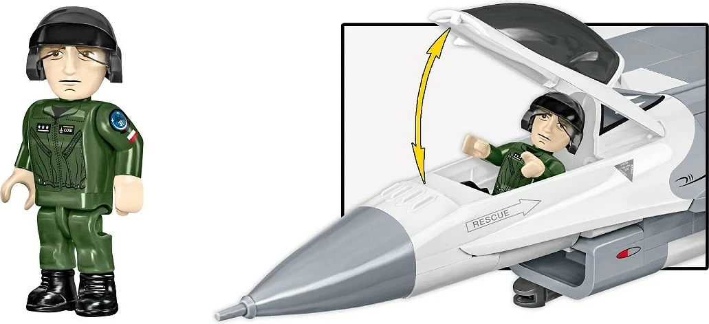 Set blloqesh ndërtimi, Cobi, F-16C Fighting Falcon COBI-5910, 463 pjesë, shkallë 1:48, me figurë pilot dhe bazament