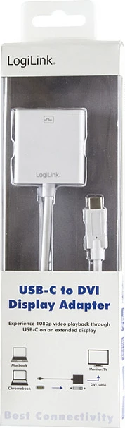 Adapter USB-C në DVI-D LogiLink, 1080p 60Hz, 0.15m, i bardhë