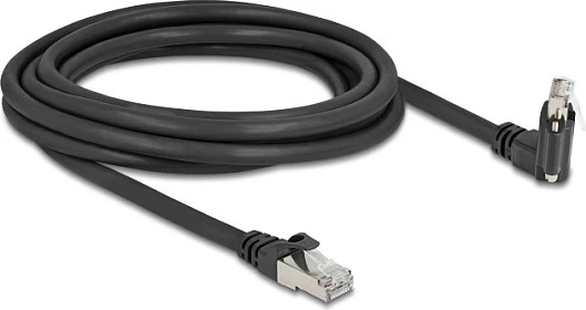 Kabllo rrjeti DeLOCK 80919, Cat6 S/FTP, RJ-45 këndore me vida, 3 m, e zezë