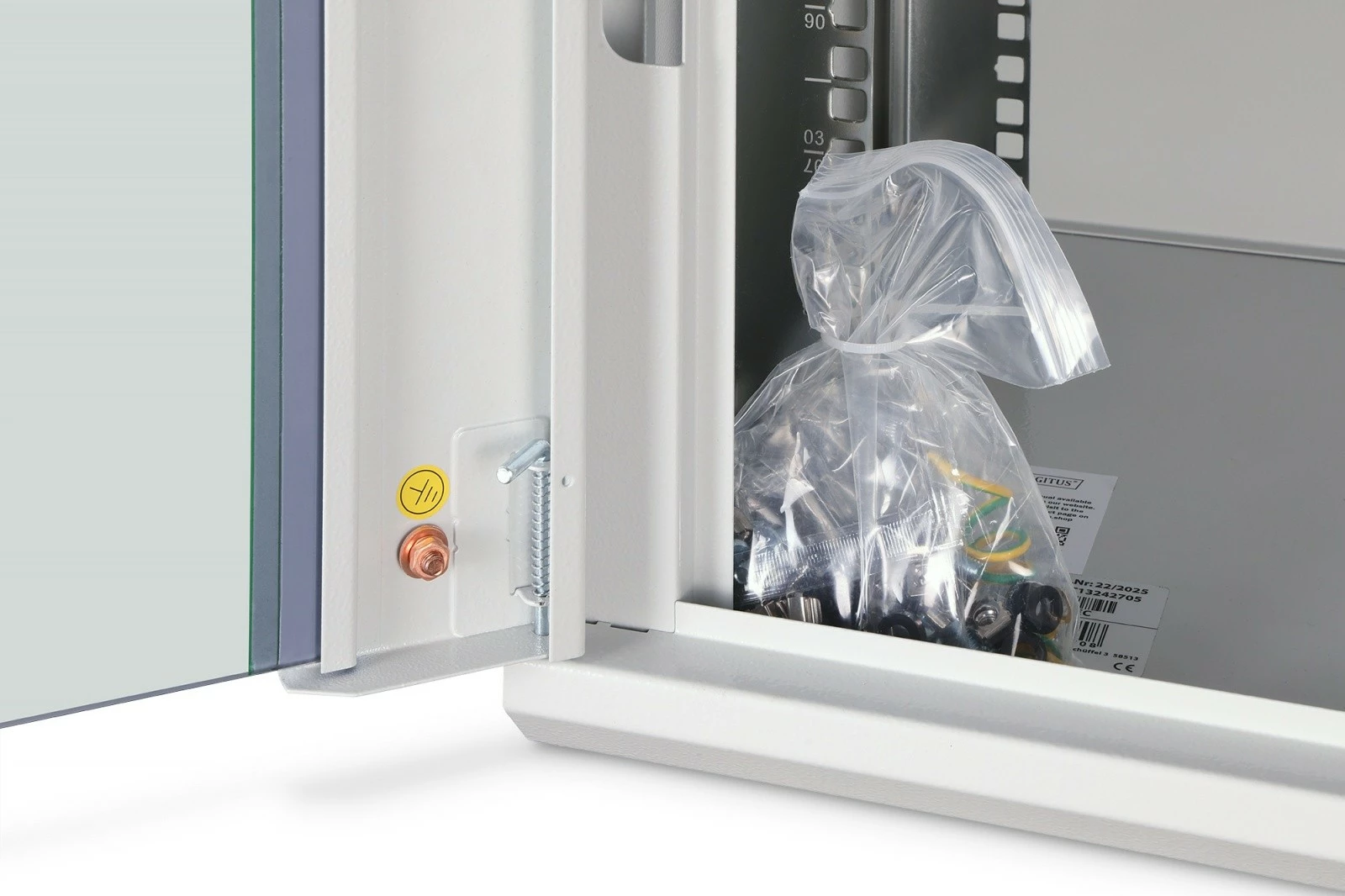 Kabinet rrjeti muror 19" 9U, Digitus, DN-37104, 474×600×450 mm, derë xhami, IP20, kapacitet ngarkese 60 kg, i pambledhur, gri