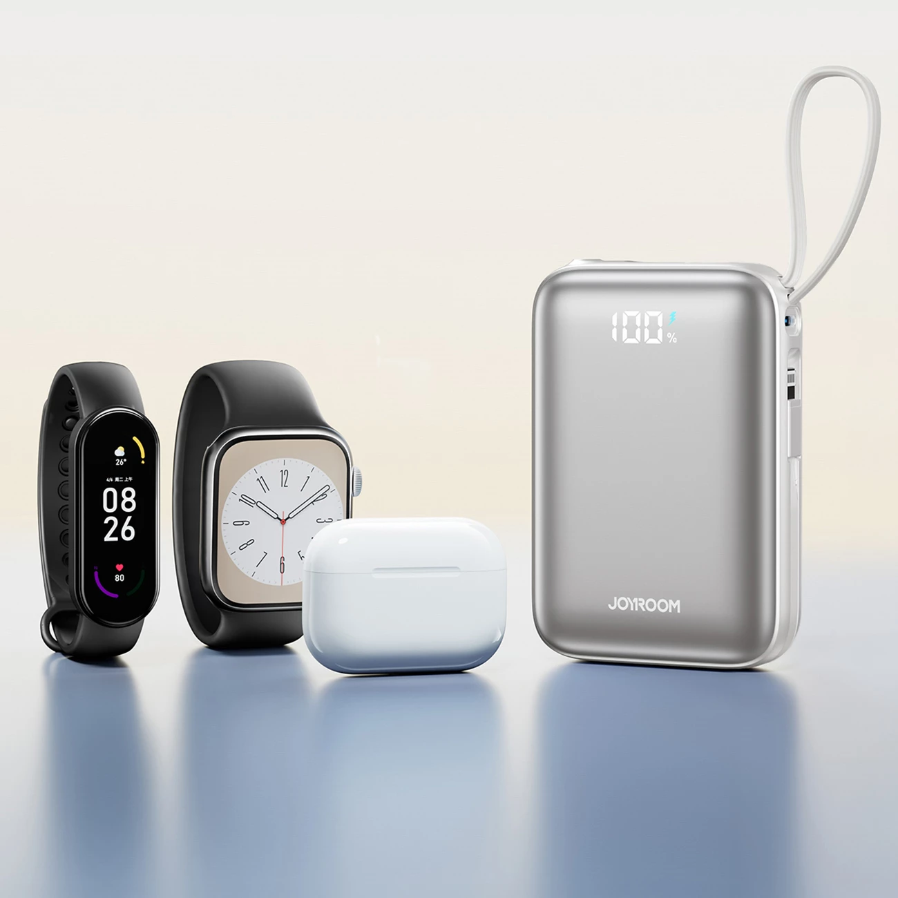 Powerbank Joyroom JR-PBF29 20000mAh 22.5W me kabllo të integrume USB-C + Lightning, i bardhë, në kuti