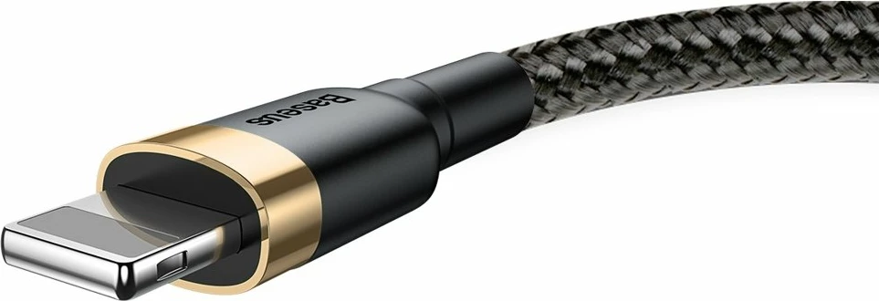 Kabllo Baseus Cafule CALKLF-RV1 USB-A në Lightning, 3m, 2A, QC 3.0, e zezë/artë