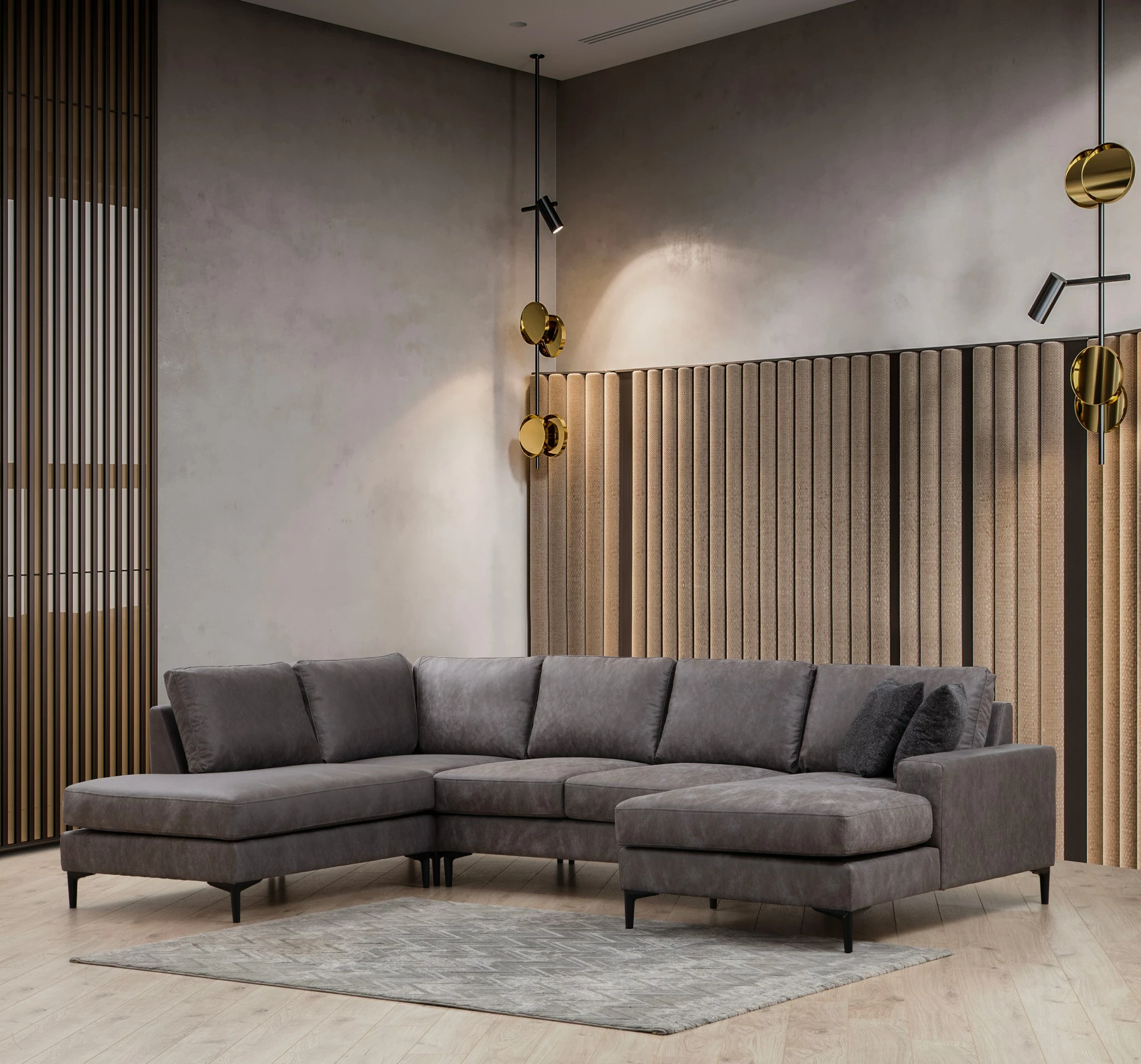 Kënd-sofë Porto, ngjyrë antracit, Atelier del Sofa, EOT-C-02-CHL, 4 pjesë