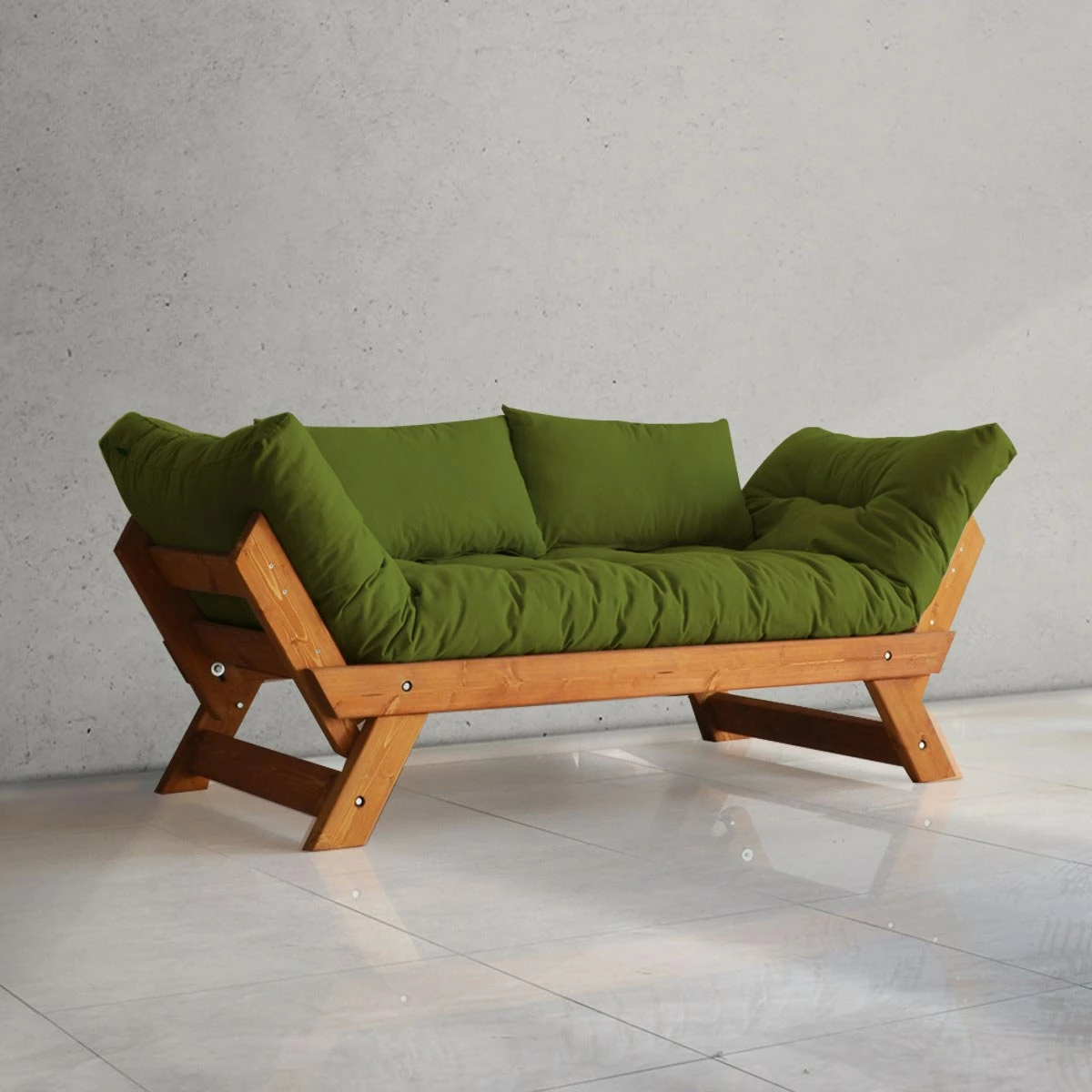 Divan kopshti dy vendesh, Skye Decor, CPT8106-210, ngjyrë teak dhe e gjelbër