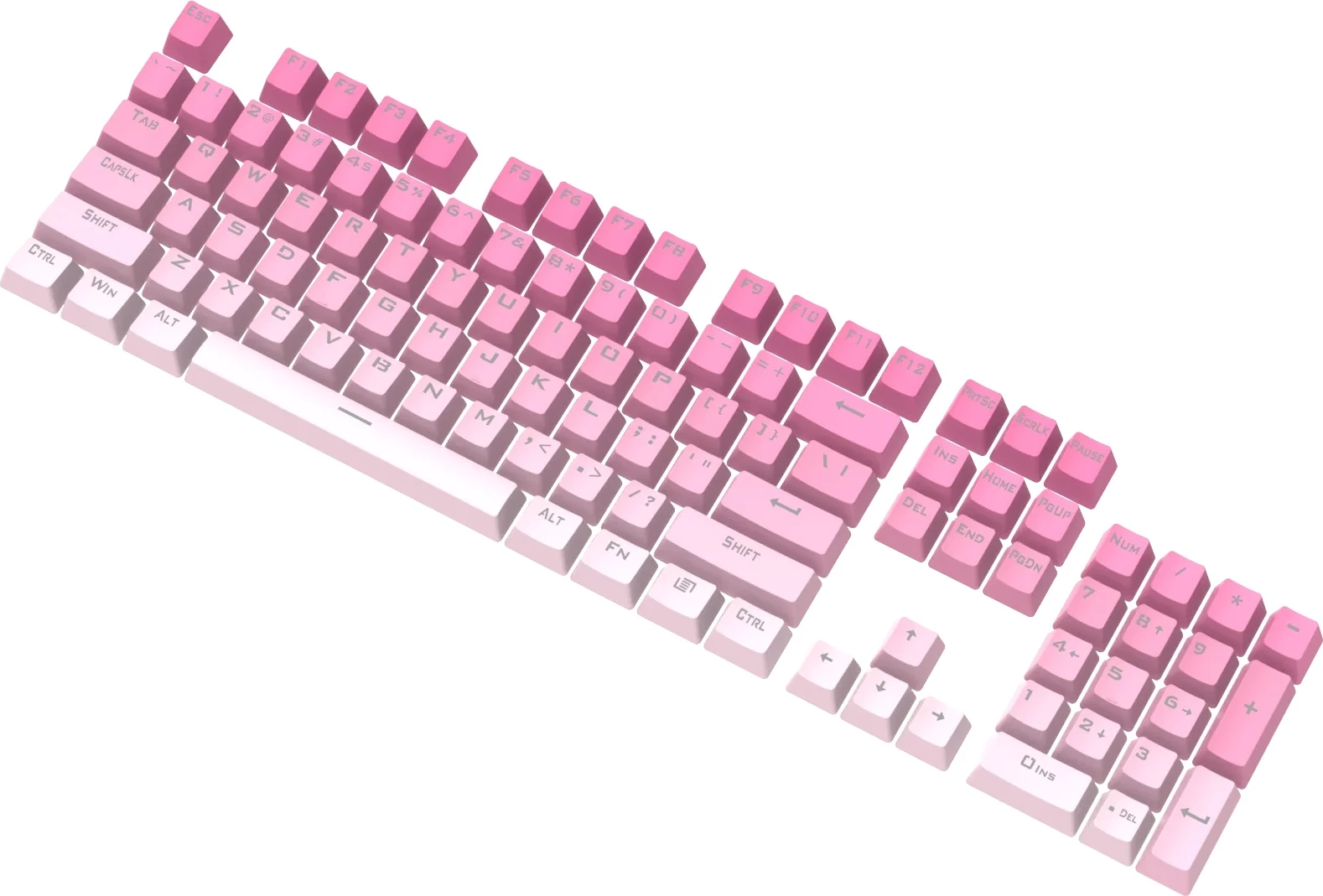 Keycaps për tastierë Redragon A133 V1, 104 copë PBT Double-shot, US ANSI (OEM), Gradient pink