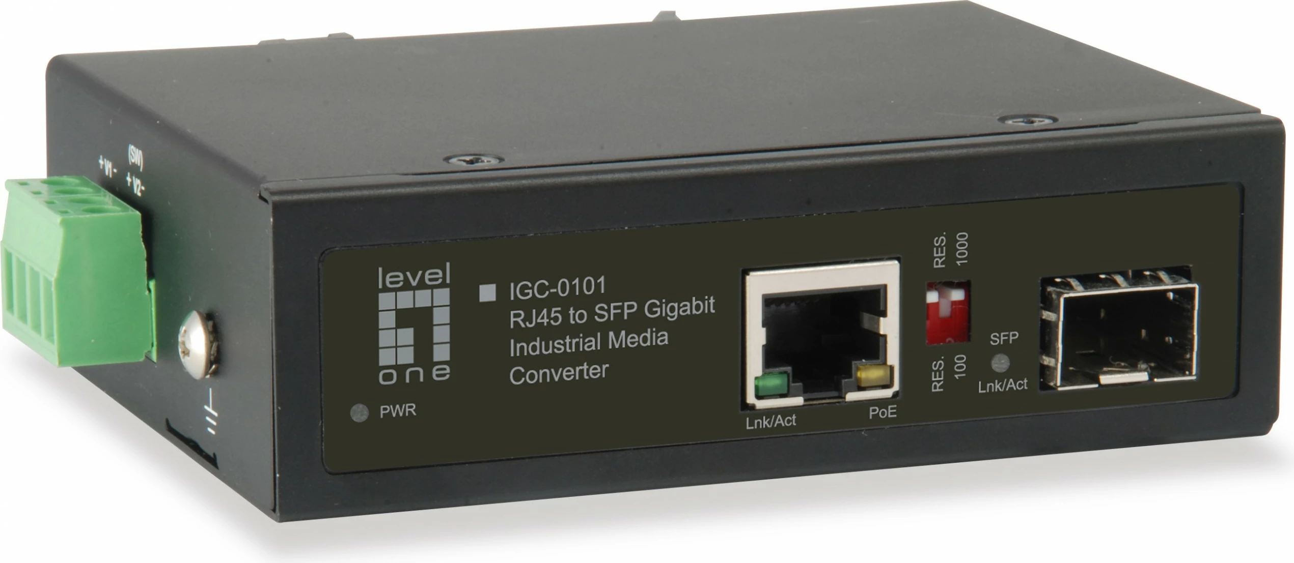 Konvertues rrjeti Level One IGC-0101, RJ45 në SFP, Gigabit, industrial