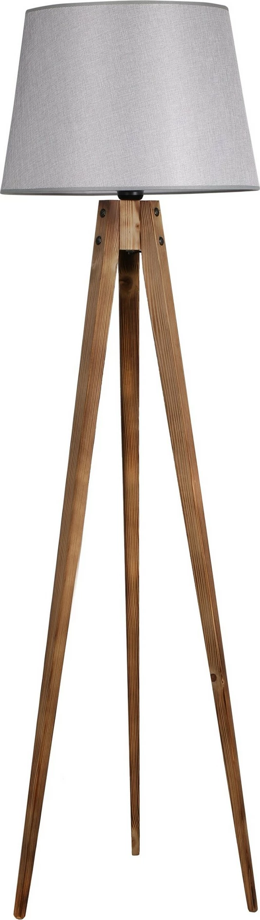 Llambë dyshemeje Opviq, tripod, trup druri, abazhuri gri, Yanık Pramit Hasır