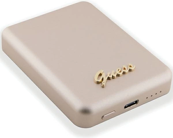 Powerbank wireless Guess Metal Script Logo MagSafe 3000mAh, 5W, Gold