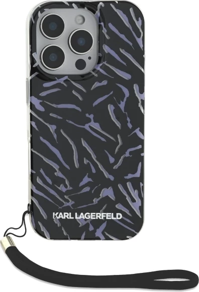 Mbështjellës Karl Lagerfeld Zebra With Cord për iPhone 16 Pro, Vjollcë