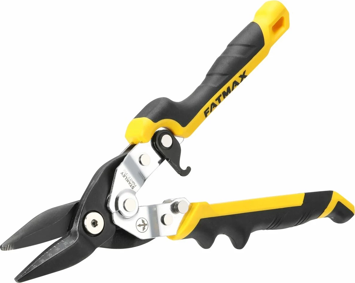 Gërshërë për llamarinë Stanley Fatmax FMHT73756-0, prerje e drejtë, nofulla titanium nitride, zezë/verdhe