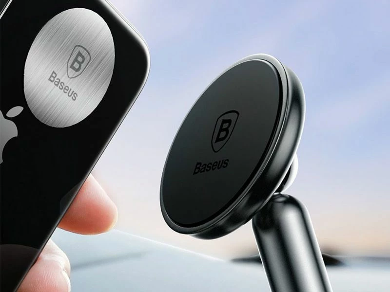 Mbajtës celulari magnetik për veturë Baseus Bullet SUYZD-01, rrotullim 360°, për dashboard, max 6.8\", i zi